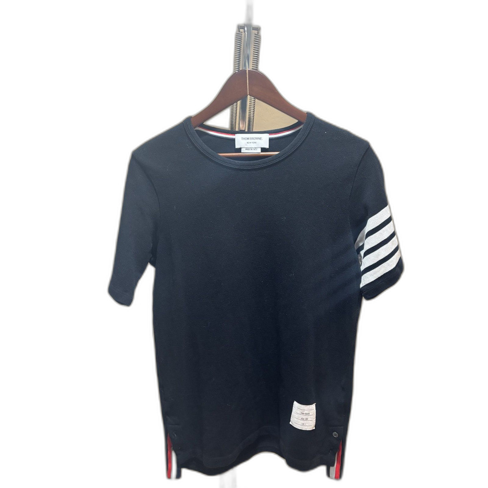 Thom Browne Plain Black Ribbed T-Shirt